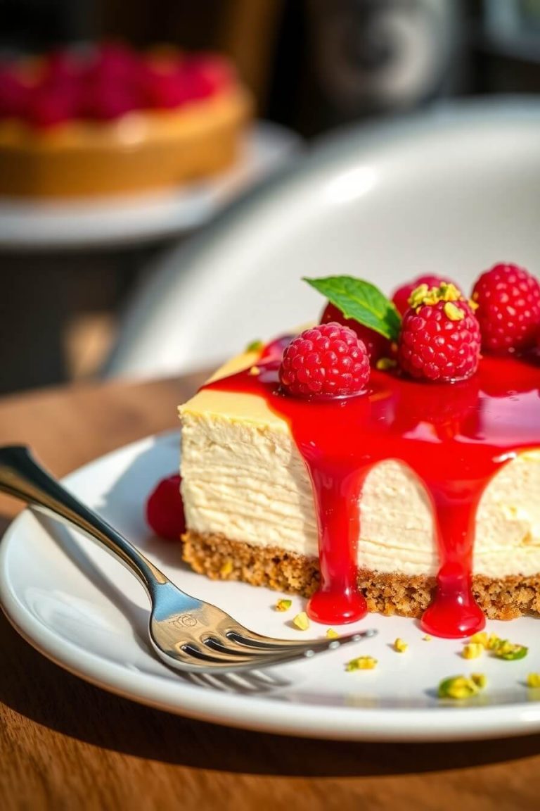 Raspberry Pistachio Cheesecake