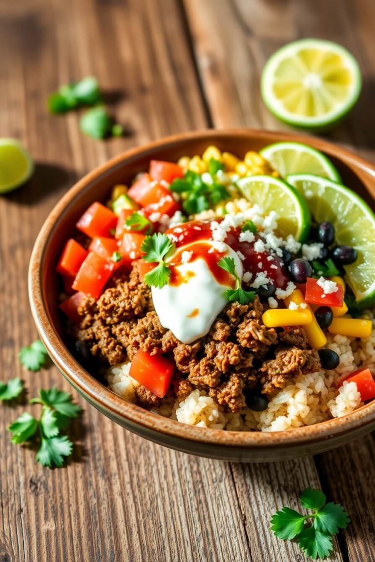 Ground Beef & Rice Burrito Bowls