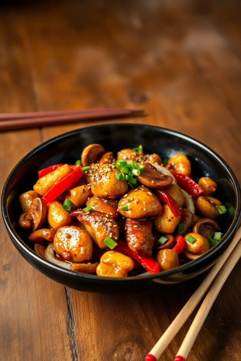 Black Pepper Chicken Stir Fry with Mushrooms Recipe