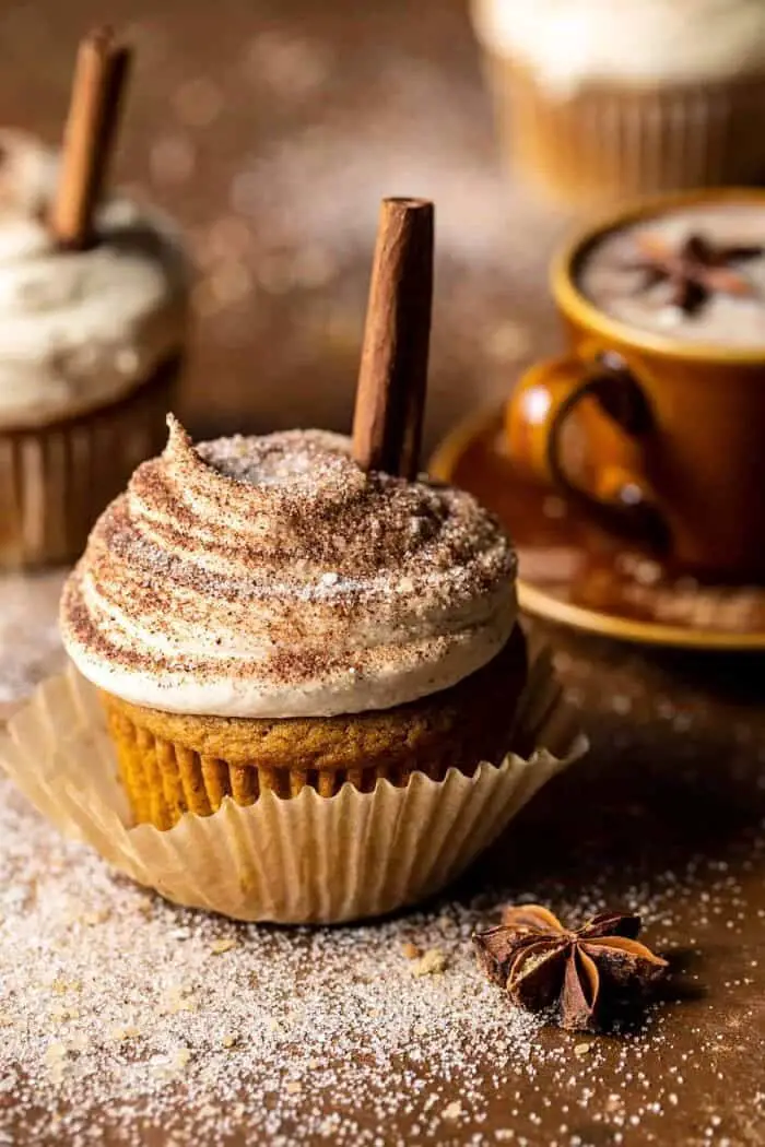 Vanilla Chai Pumpkin Latte Cupcakes with Cinnamon Brown Sugar Frosting. -  Half Baked Harvest