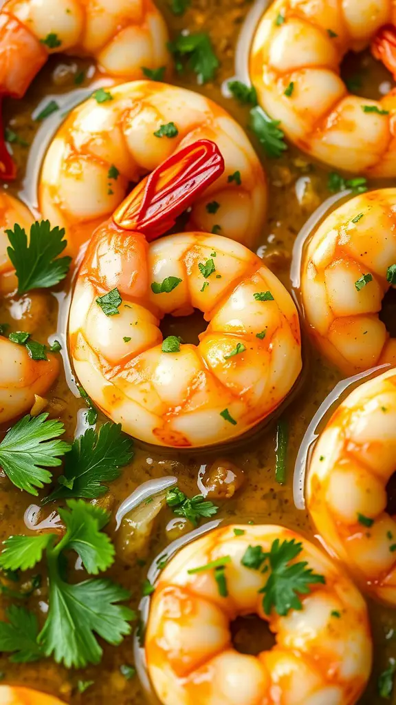 Grilled shrimp marinated in chimichurri with fresh parsley