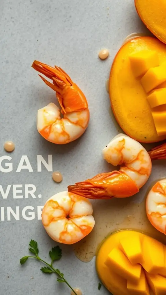 Grilled shrimp with mango and ginger marinade