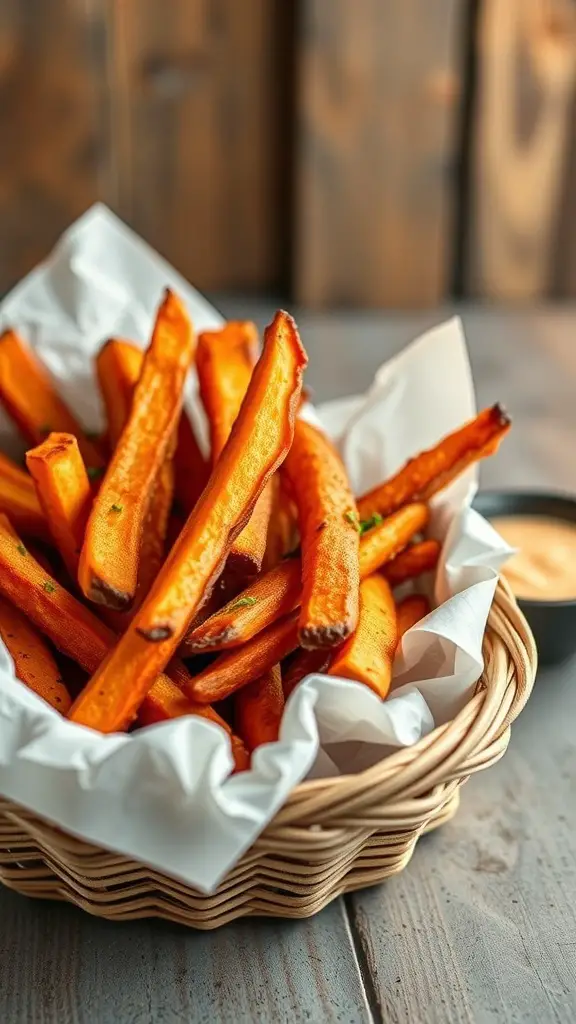 A basket of crispy sweet potato fries