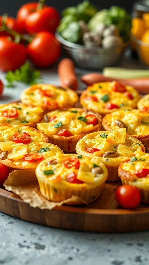 A plate of colorful air fryer egg muffins with various vegetables