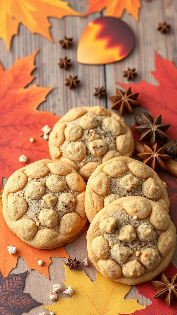 Harvest Spice Cookies surrounded by autumn leaves and spices