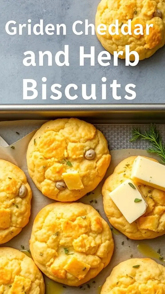 Savory Cheddar and Herb Biscuits on a baking tray