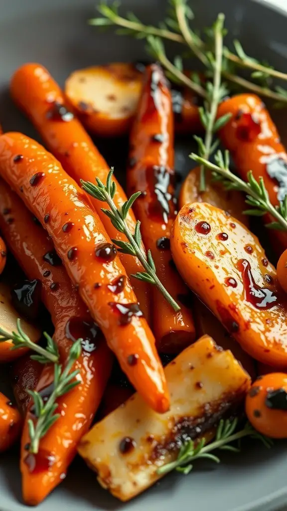 Balsamic roasted carrots and parsnips with herbs