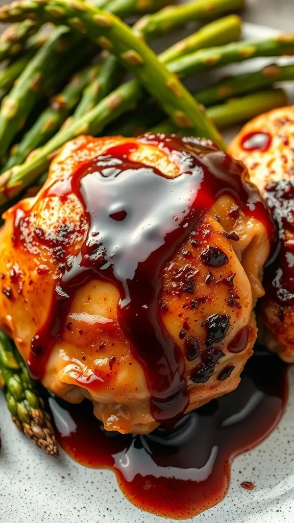 Balsamic glazed chicken thighs with asparagus