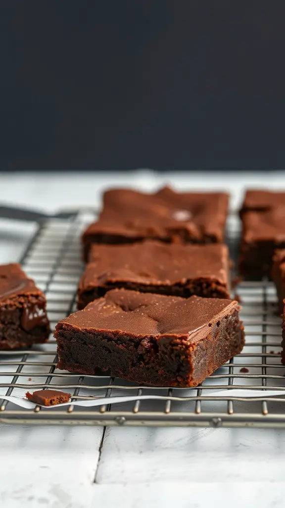 Delicious Nutella brownies on a cooling rack.