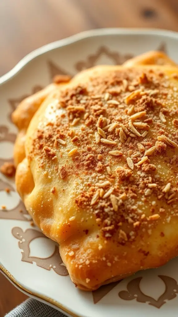 Cinnamon sugar puff pastry on a decorative plate