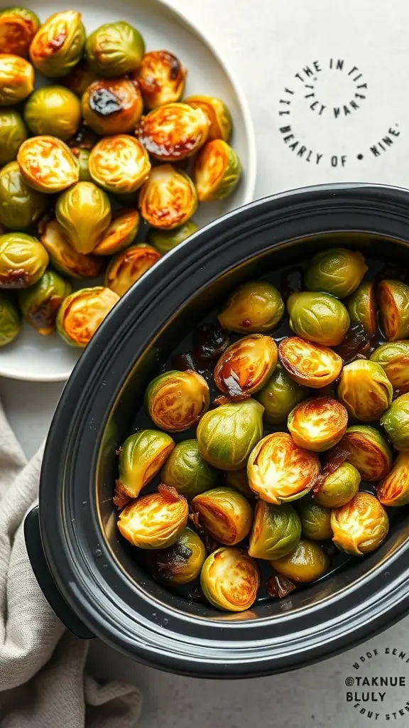 Maple Dijon Glazed Brussels Sprouts in a crockpot