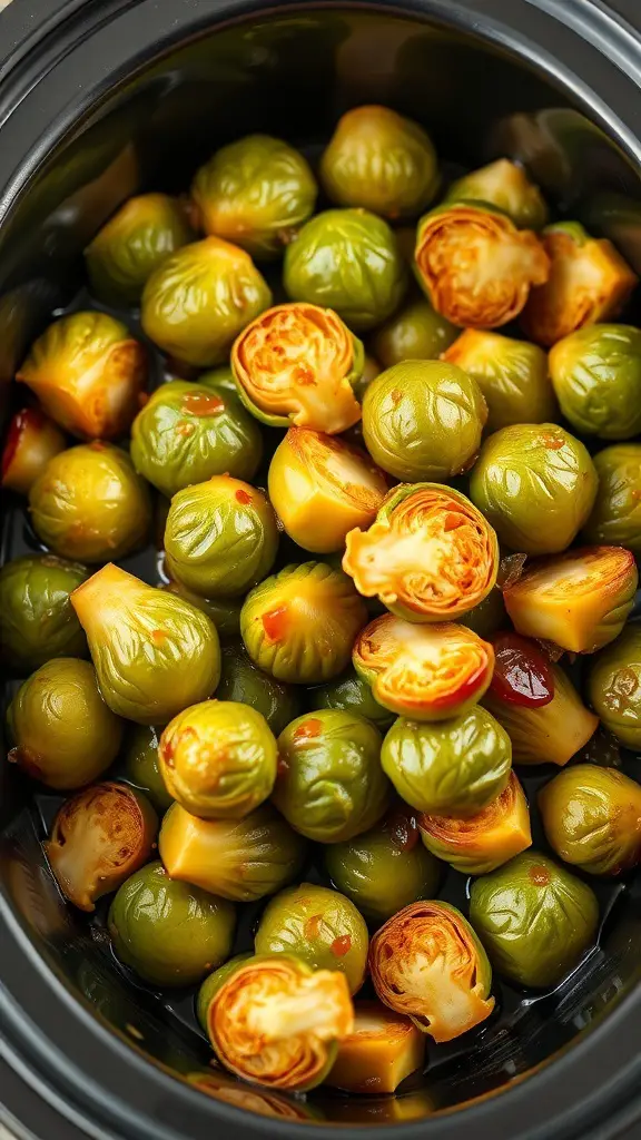 Maple-glazed Brussels sprouts in a crock pot