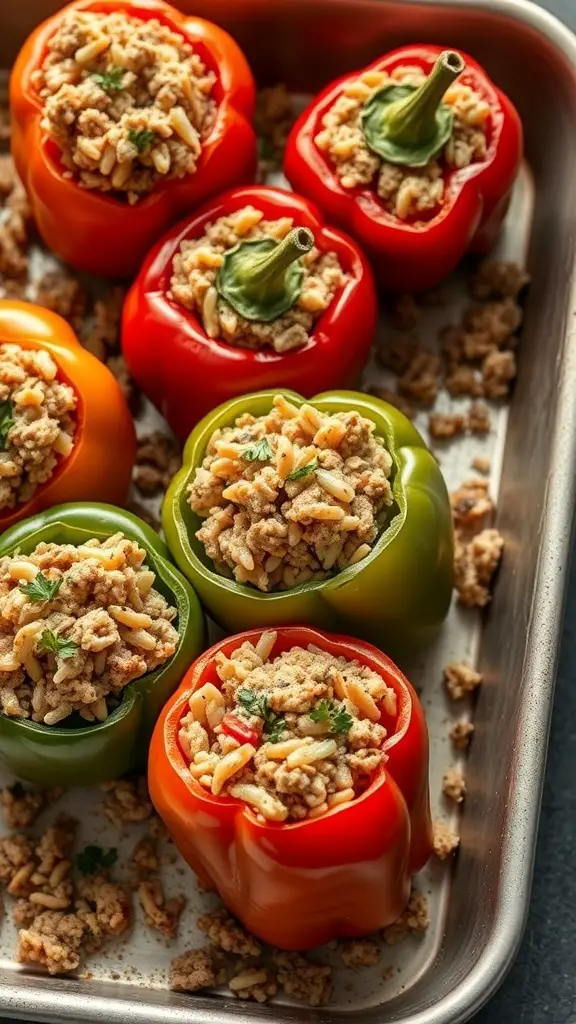 Colorful stuffed bell peppers filled with a savory mixture