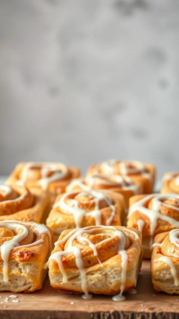 Delicious cinnamon roll puff pastry squares drizzled with icing