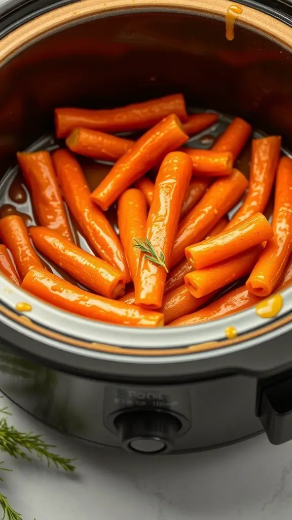 Honey mustard glazed carrots in a slow cooker