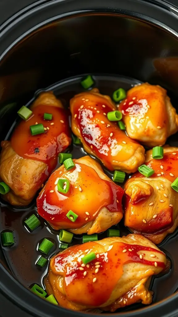 Crockpot honey garlic chicken thighs with green onions