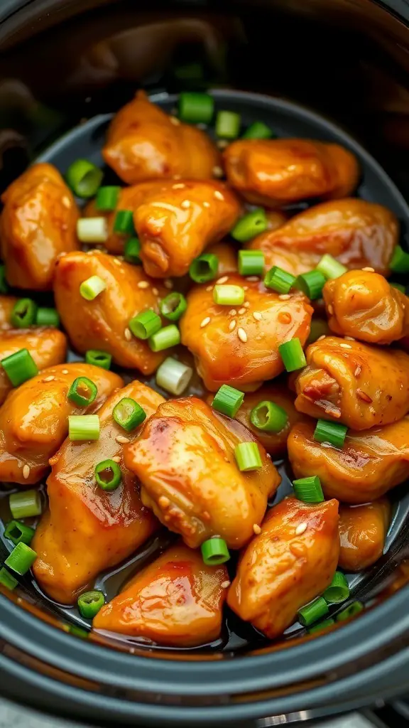 Crock pot honey garlic chicken with green onions