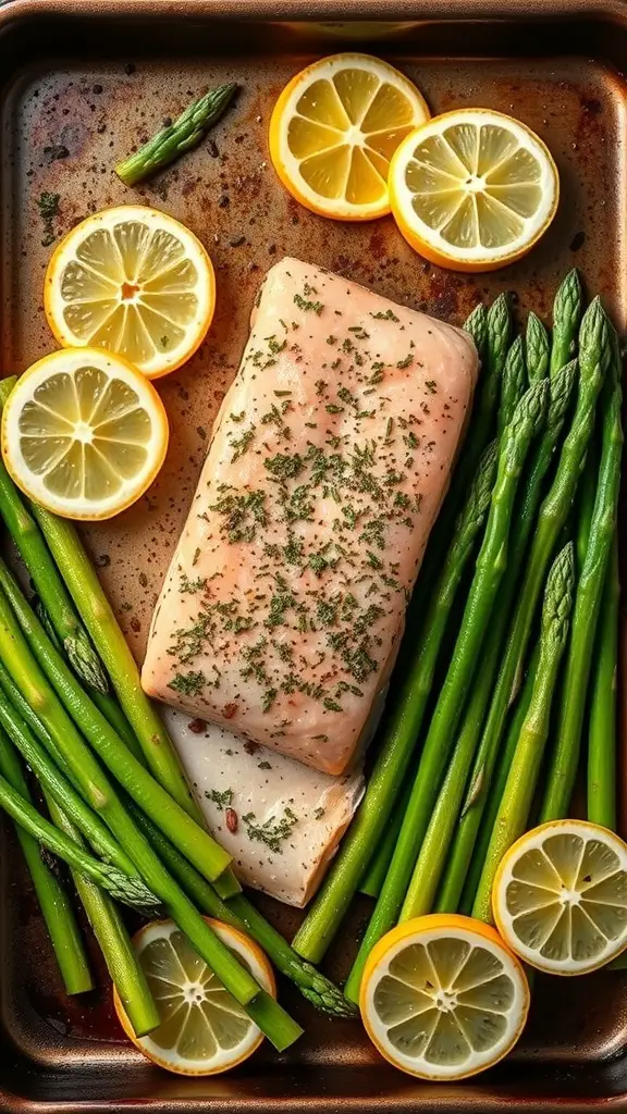 Lemon Herb Salmon with Asparagus on a sheet pan