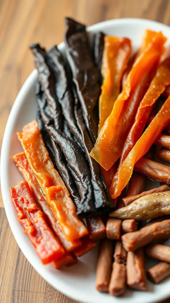 A variety of carnivore diet-friendly snacks including beef jerky and pork rinds.