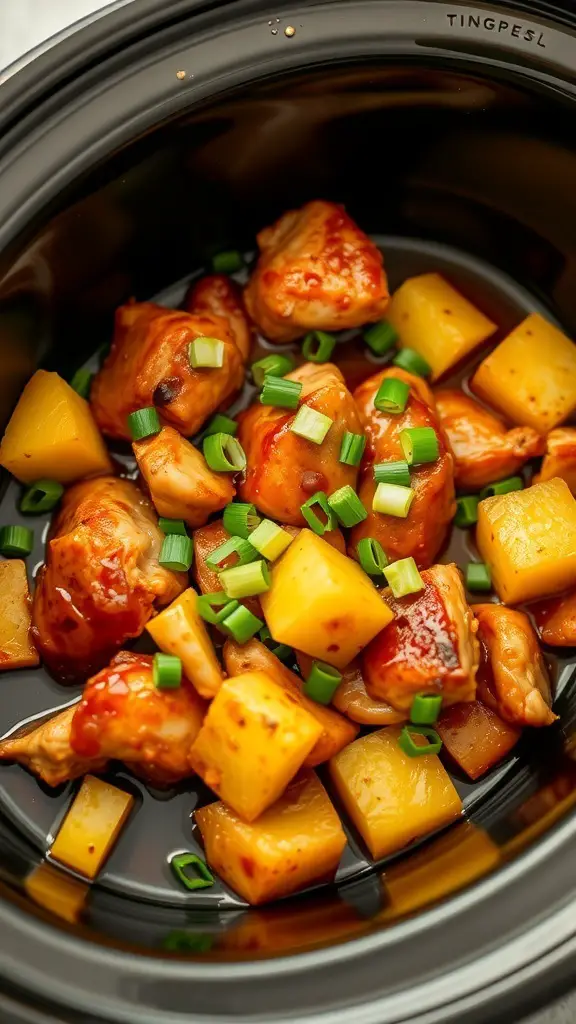 Crock pot teriyaki chicken with pineapple and green onions