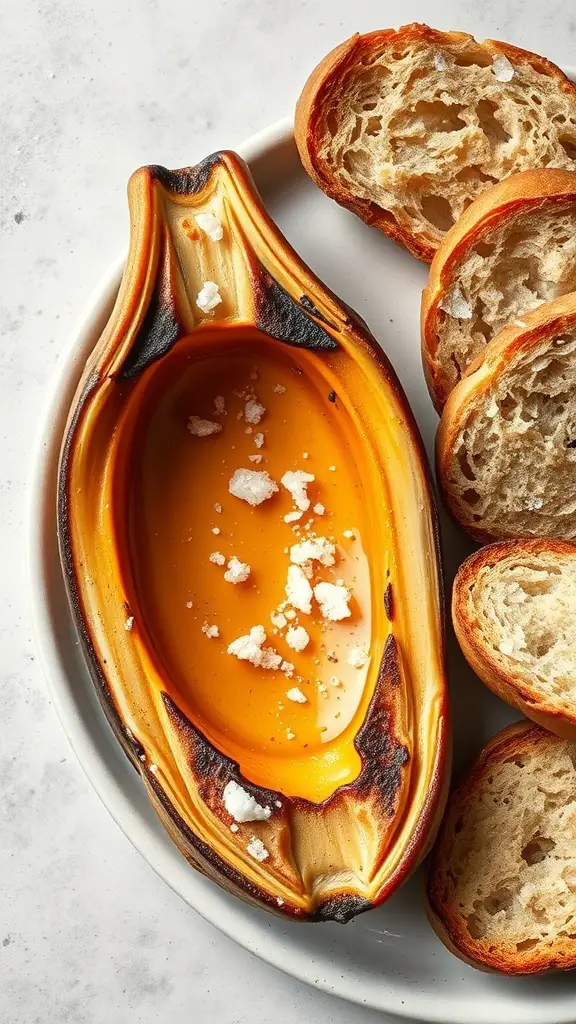 Roasted bone marrow served with toasted bread
