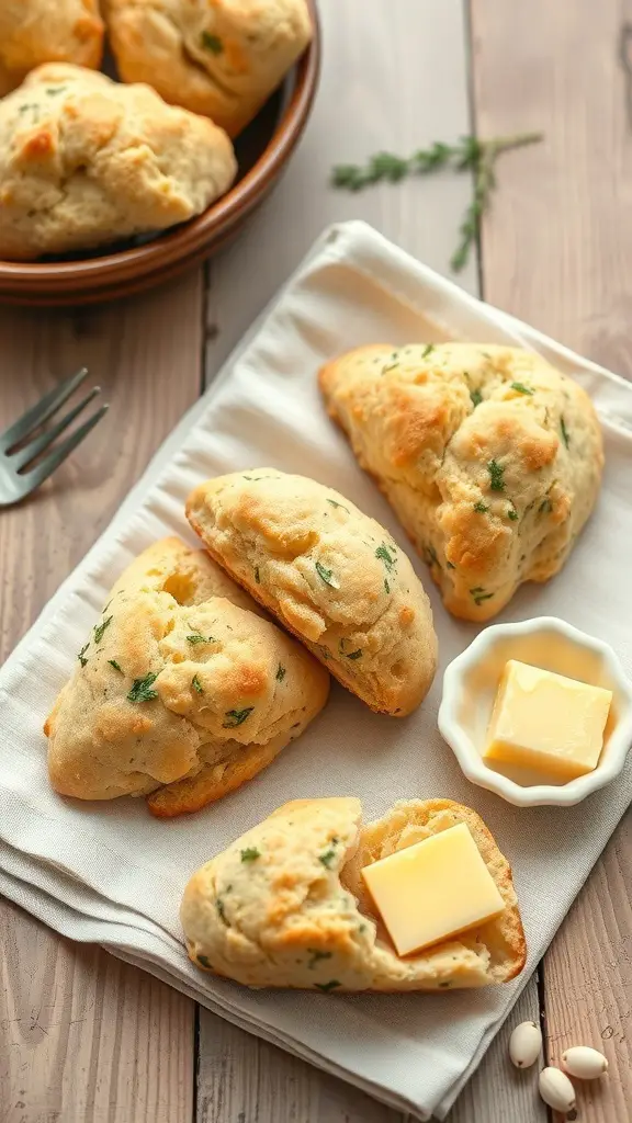 Savory Parmesan and herb scones served with butter