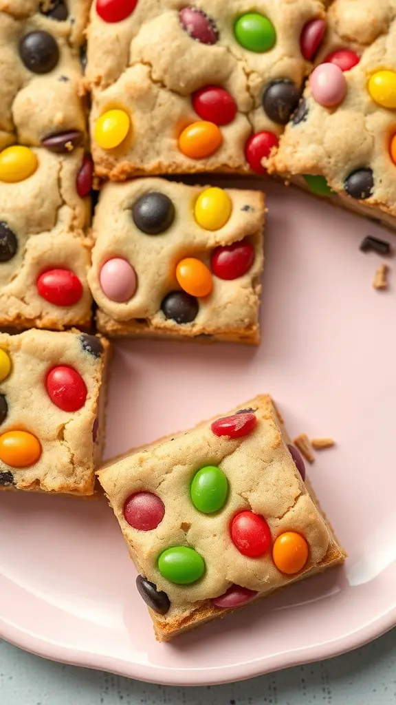 Plate of colorful jelly bean cookie bars