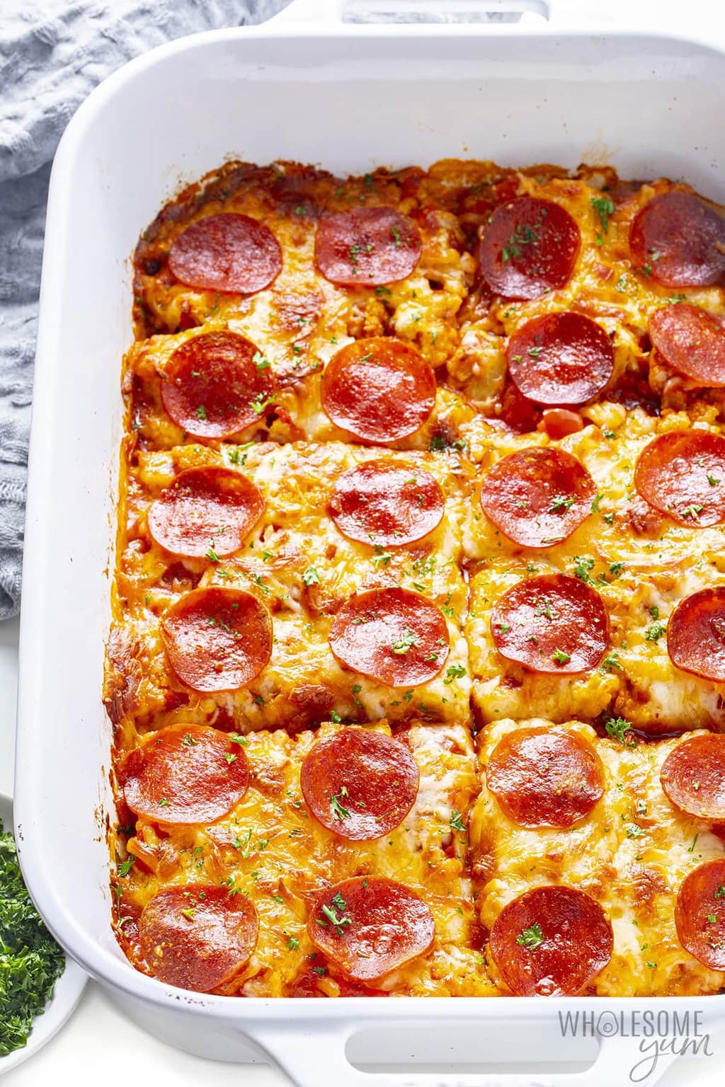 Low Carb Pepperoni Pizza Casserole