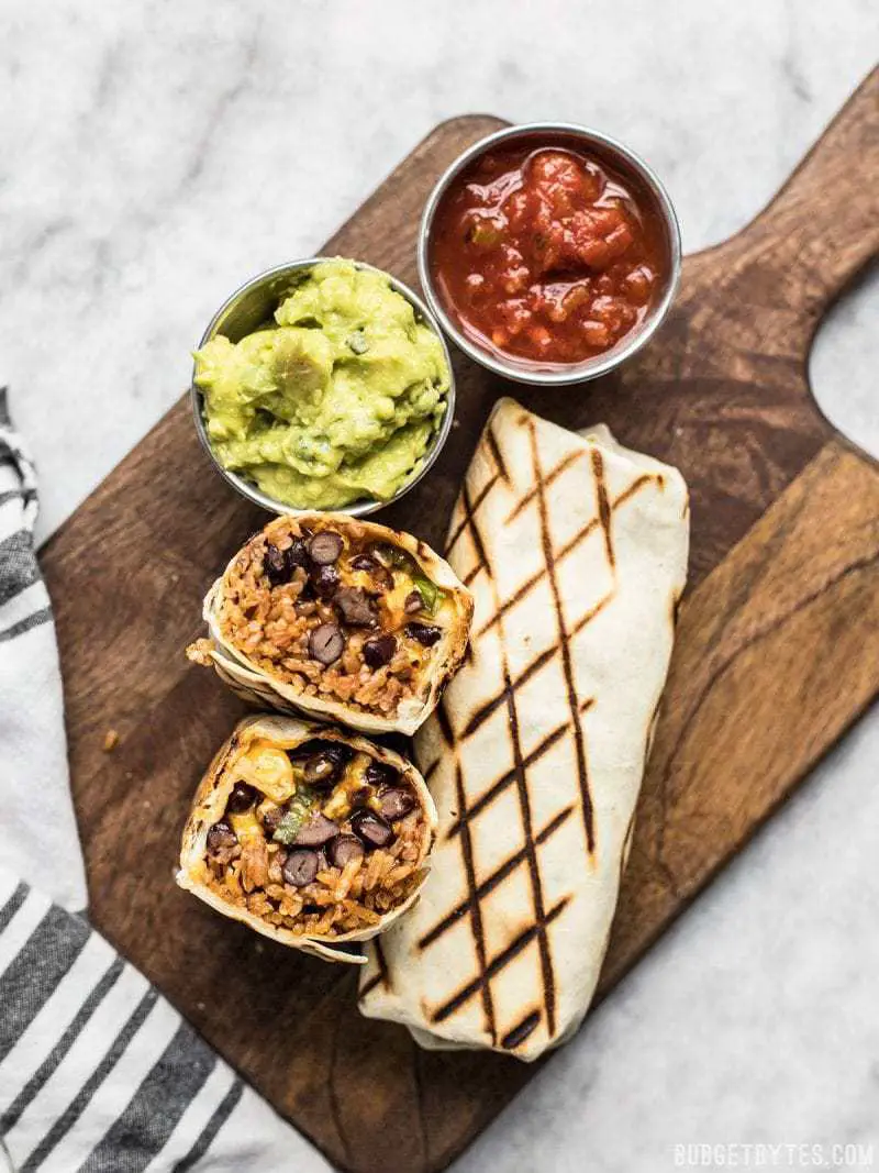 Grilled Black Bean and Rice Burritos with Guacamole