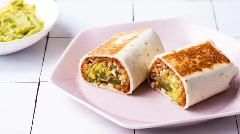 Refried Bean, Rice, and Avocado Burritos