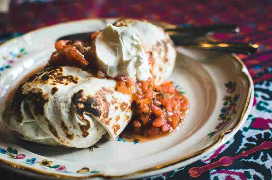 Crisp Bean and Rice Burrito with Tortilla Chips