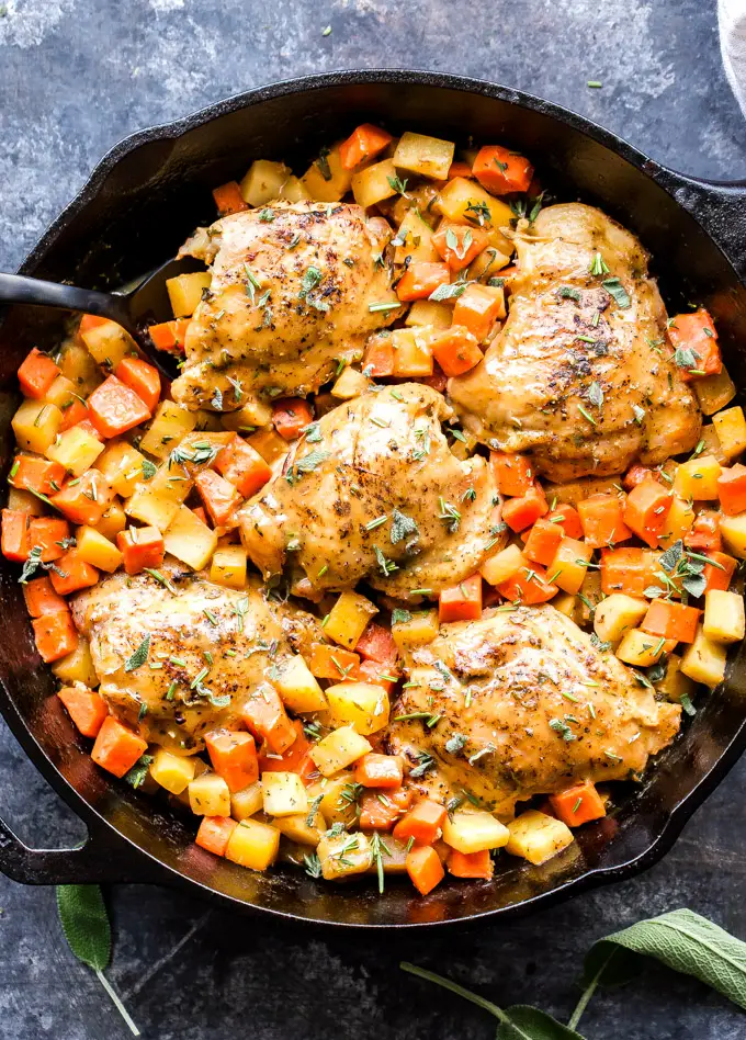 Herb Roasted Chicken Thighs with Root Vegetables