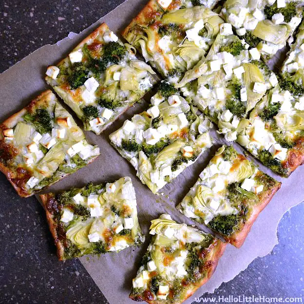 Artichoke and Broccoli Flatbread Pizza