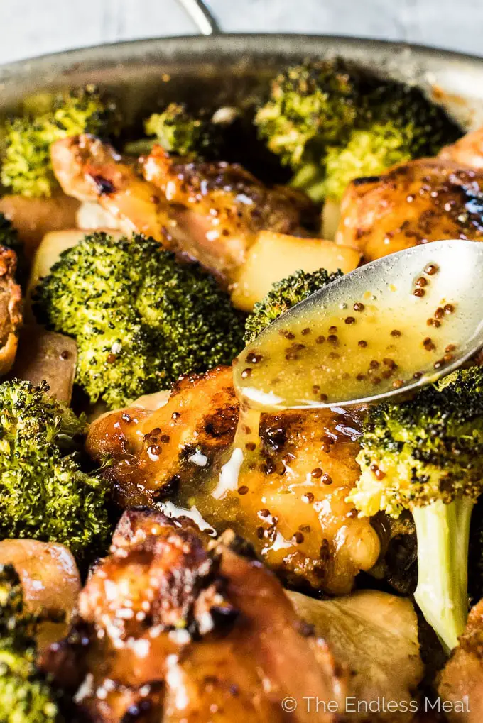 Honey Mustard Chicken Thighs with Roasted Broccoli