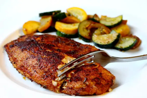 Pan Seared Tilapia with Sliced Summer Squash