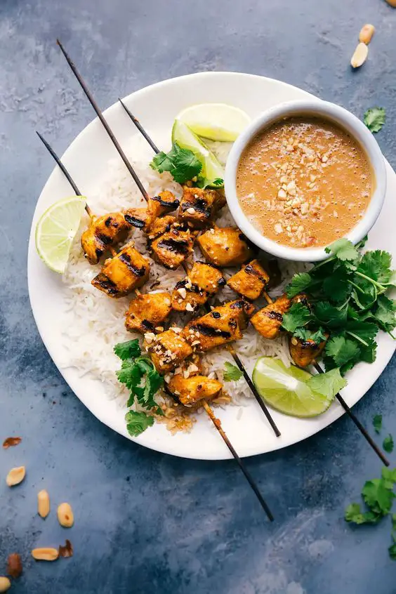 Grilled Chicken Satay with Peanut Dipping Sauce