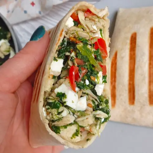 Greek Chicken and Spinach Wrap