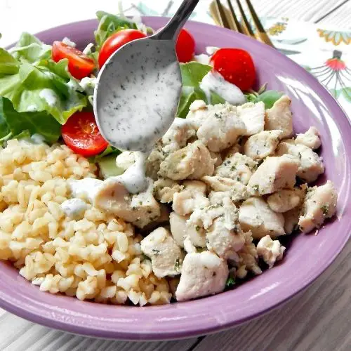 Herb Chicken Grain Bowl with Fresh Salad
